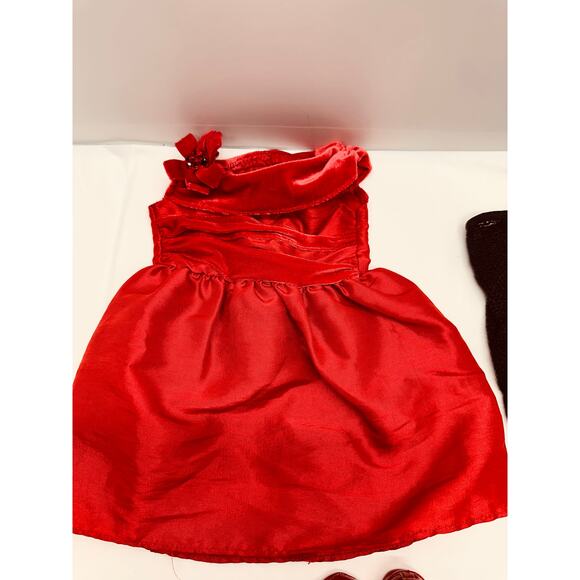 American Girl Doll Rosy Red Outfit with Dress, Leotards and Shoes - Picture 2 of 7